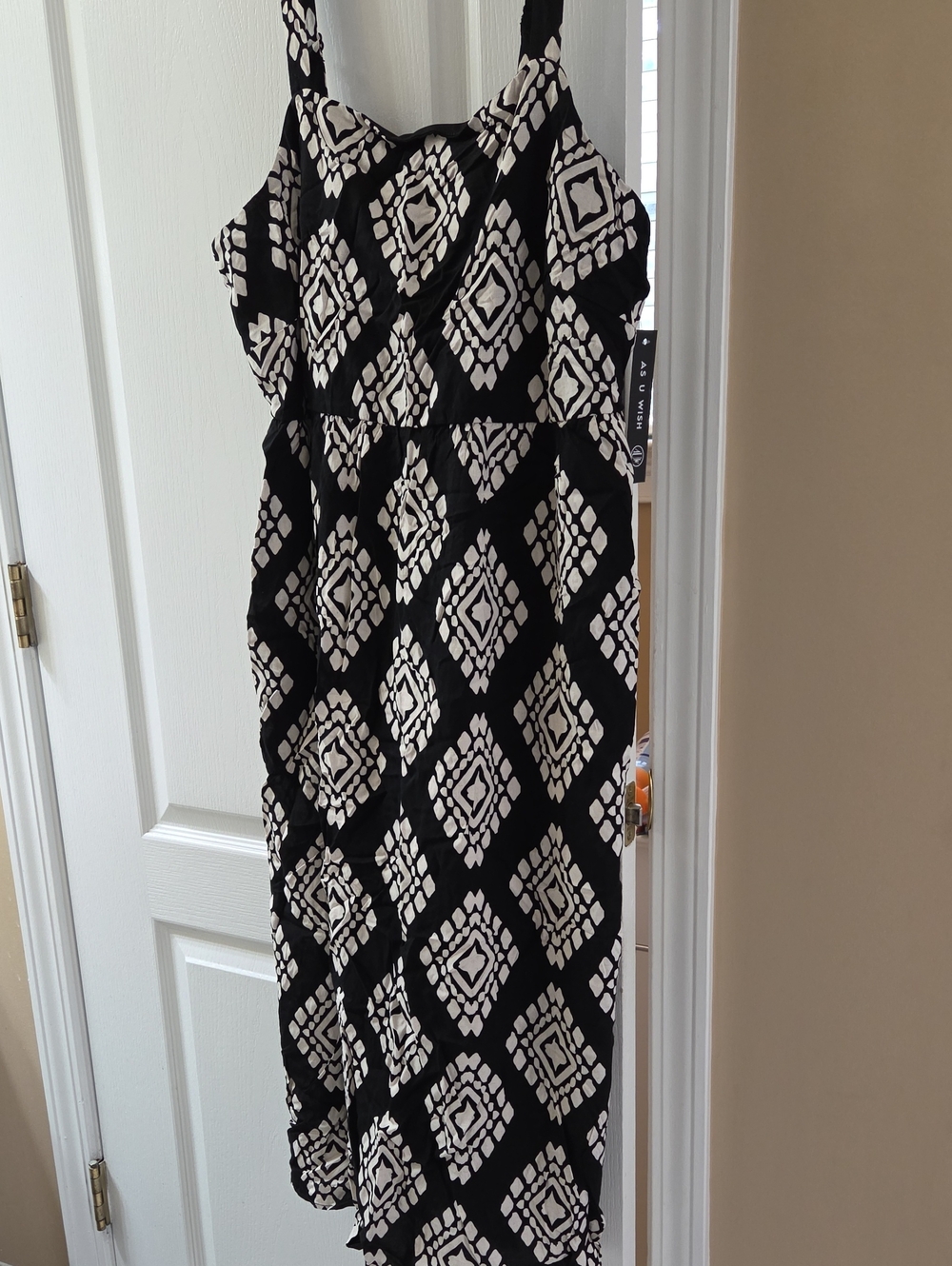 As U Wish Black & White Geometric Maxi Dress